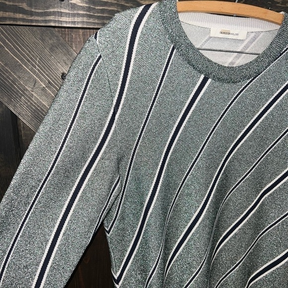Cedric Charlier Striped Sweater 12 Lurex Glitter Sparkly Thick Top Crewneck - Picture 8 of 15